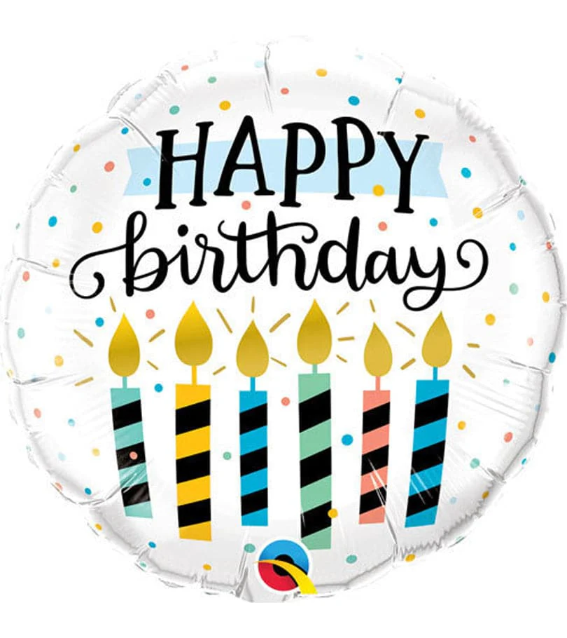 Happy Birthday Foil Balloon with Candle Drawings