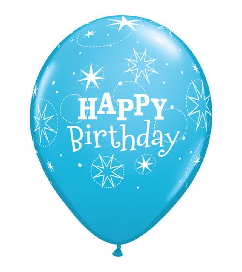 Happy Birthday Rubber Balloon - Sky Blue