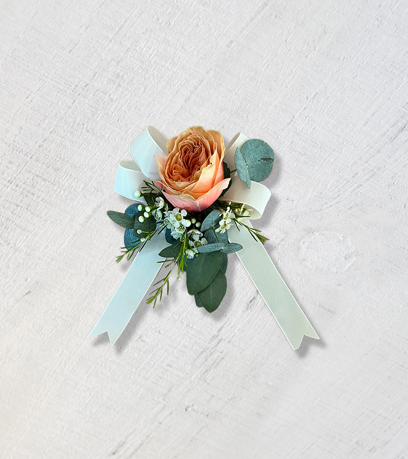 Peach and Pink Bridal Corsage - Image 2
